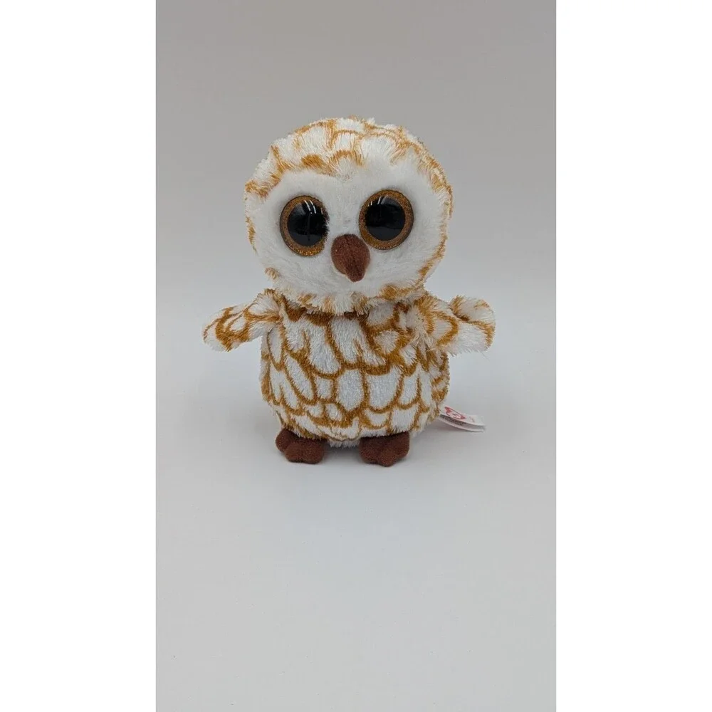 TY Beanie Baby Swoops Gold and White Owl Plush 6